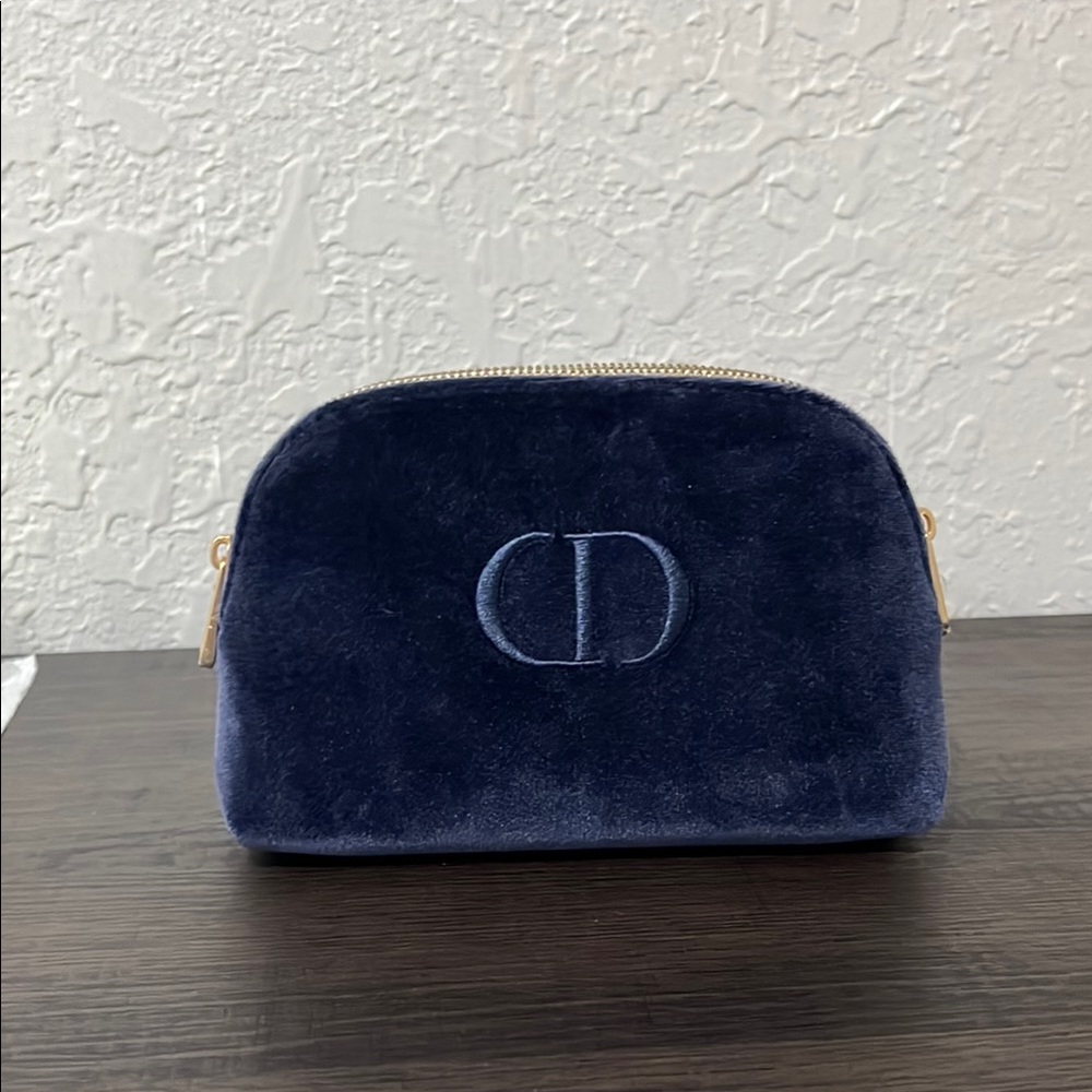 Dior Beauty Navy Velvet Cosmetic Bag